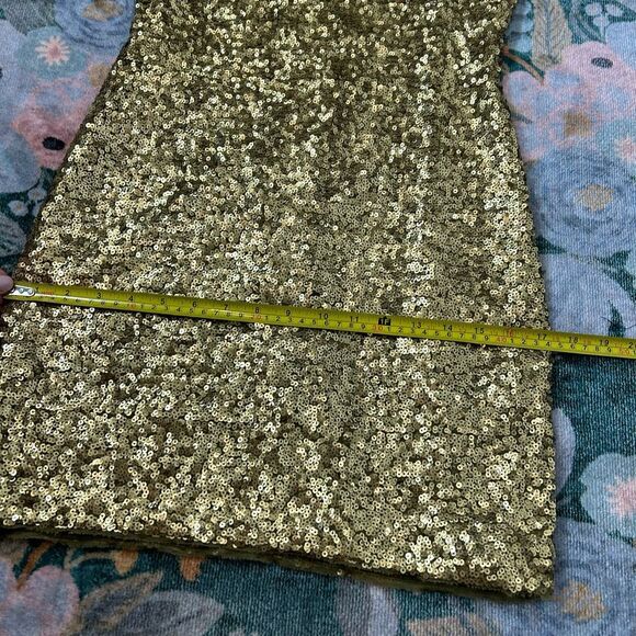 Alice & Olivia Gold Olive Sequin Silk Sparkly Mini Tank Party Dress Sleeveless 2 - Picture 11 of 16